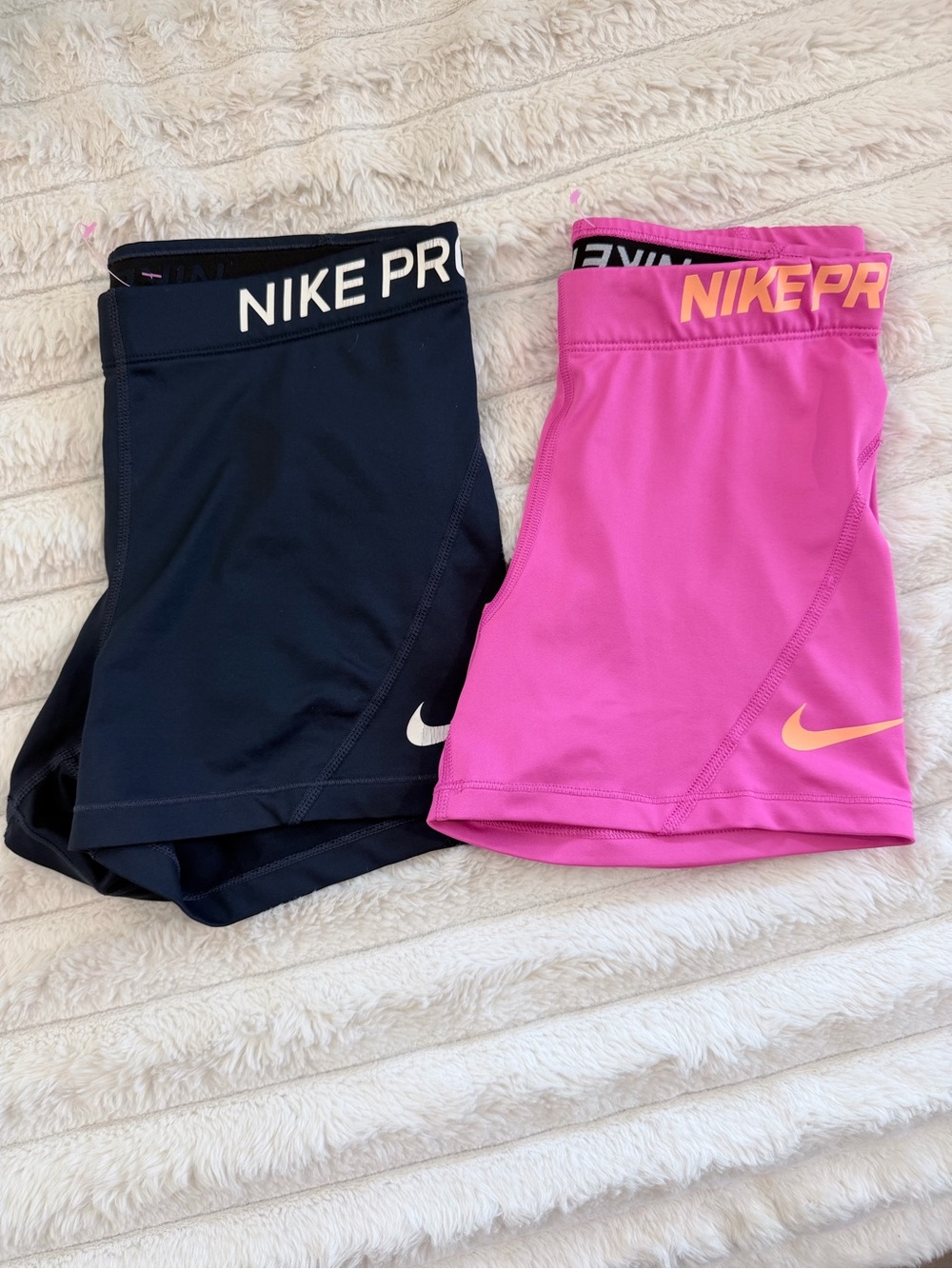 Nike Girls' Athletic Shorts in Black and Hot Pink